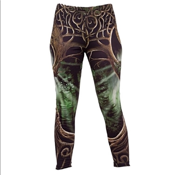 Oak Queen Goddess Fantasy Celtic Gothic Punk Rock Allover Print  Leggings S AK - Picture 1 of 6